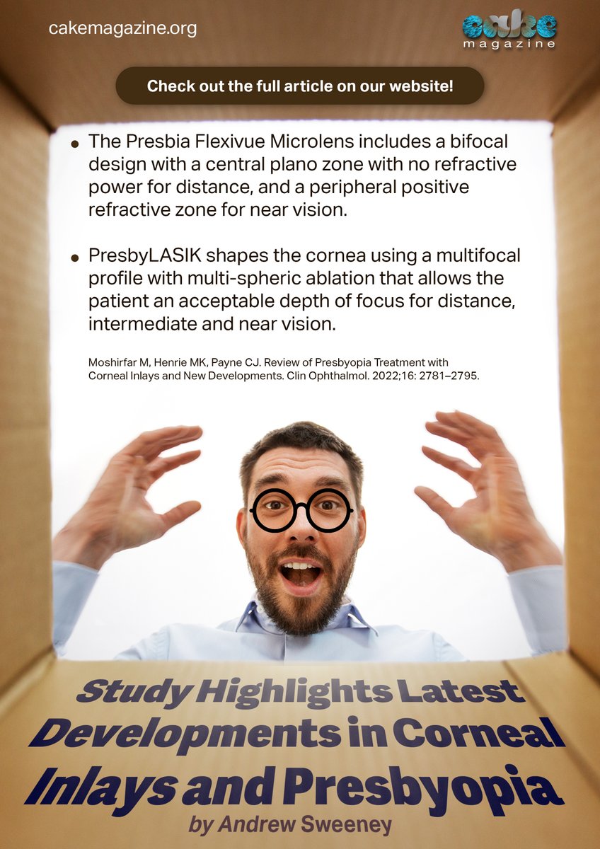 MediaMICEgroup's tweet photo. We’re getting on in years and so are you, so check out the latest developments that could change the way presbyopia is treated.
https://t.co/hZE2GJ1ME4
#MediaMICE #presbyopia #PresbyLASIK #nearvision #ophthalmology https://t.co/FnSrmFN0B4