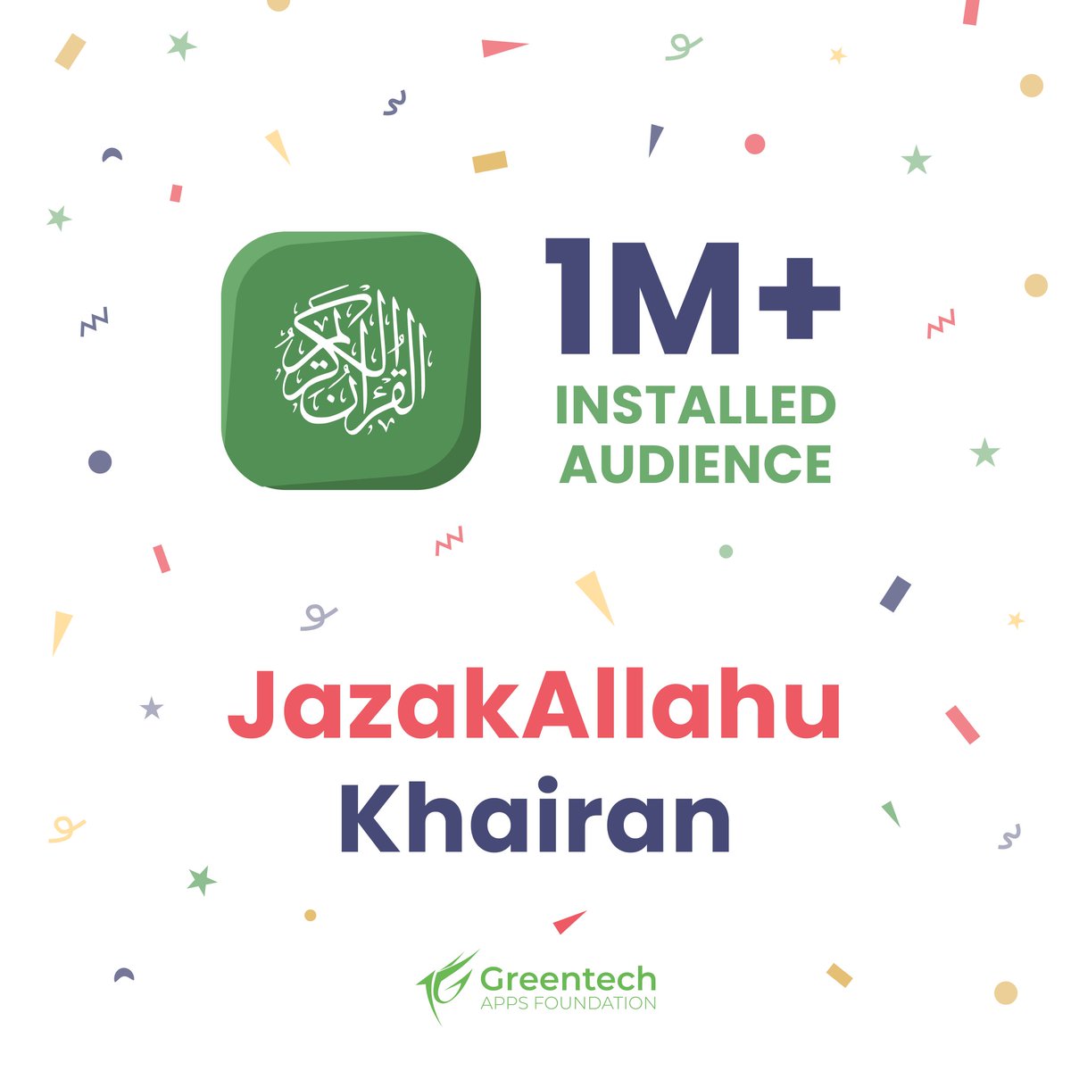 greentechapps's tweet photo. Assalamu Alaikum everyone!
We have some exciting news to share with you all - our Al Quran (Tafsir &amp; by Word) Android App has reached a major milestone with over 1.02 million installations! https://t.co/RFfpKJAVq2