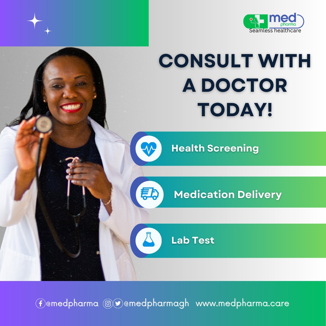 medpharmagh's tweet photo. When it comes to our health, we should never have to compromise on quality or convenience. Medpharma's e-consultation service provides both, so you can get the care and advice you need. Try it out today and experience quality healthcare delivered to your doorstep! #econsultation https://t.co/ensfbgkkja