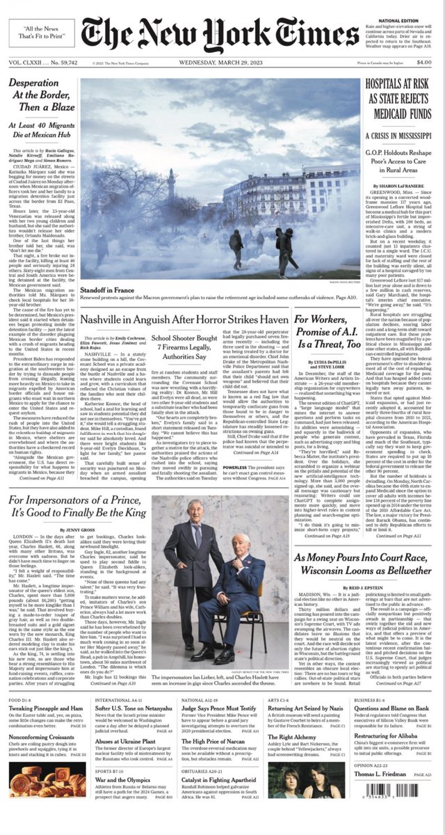 For impersonators of a prince, it's good to finally be the king. On today's front page, with photos from <a href="/hayleybenoit/">Hayley Benoit</a>.

nytimes.com/2023/03/28/wor…