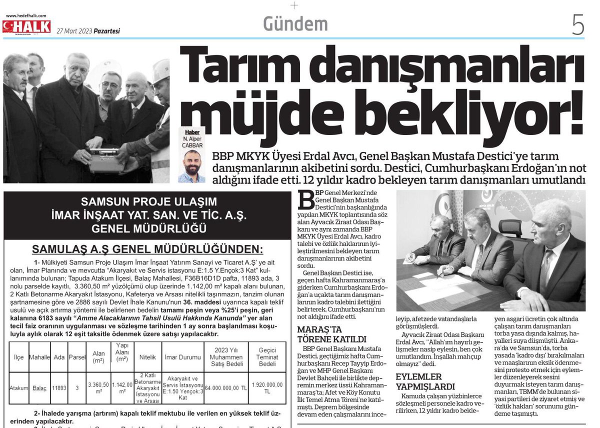 Cumhur ittifakının Saygı Değer Genel Başkanları  <a href="/RTErdogan/">Recep Tayyip Erdoğan</a> <a href="/Mustafa_Destici/">Mustafa Destici</a> Bu mübarek günde bir araya geldiğinizde 800 Tarım Danışmanı evlatlarınızı boynunu bükük bırakmayacağınızı biliyoruz. #devletgüvemcesi <a href="/bbpgenelmerkez/">BÜYÜK BİRLİK PARTİSİ</a>