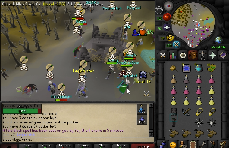 OSRS_VR's tweet photo. After 3 failed rushes on VR, where deathrow lost their gear, they decided to play in rags and team with syn for another round. The same result followed as usual;

TOTAL VR DOMINANCE AND DR CAPITULATION! #vr #osrs #runescape https://t.co/wZM9iVhAmJ