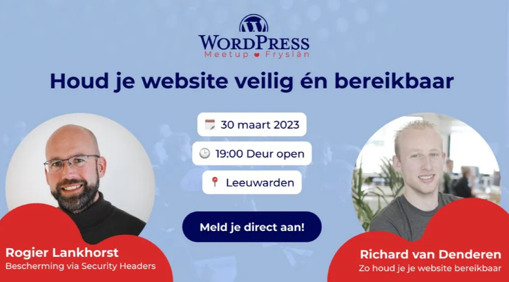 🙌 Morgen is er weer een nieuwe WordPress Meetup Fryslân met interessante thema's! Security Headers, Rogier Lankhorst legt uit wat ze doen en waarom je ze nodig hebt. Wij geven praktische tips om jouw website altijd bereikbaar te houden #wordpress #meetupfryslan #wphelpdesk