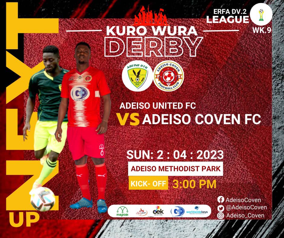 AdeisoCoven's tweet photo. 🚨🚨🚨 ITS DERBY WEEK 

Relegation Threaten Adeiso United go toe to toe with the League Leaders Adeiso Coven Football Club. Who will come up on top

Watch this space as we take a trip down memory lane to look at the histories of these Clubs.

GREEN VS RED, 

IS  THE ADEISO DERBY https://t.co/H2PRFWVFgj