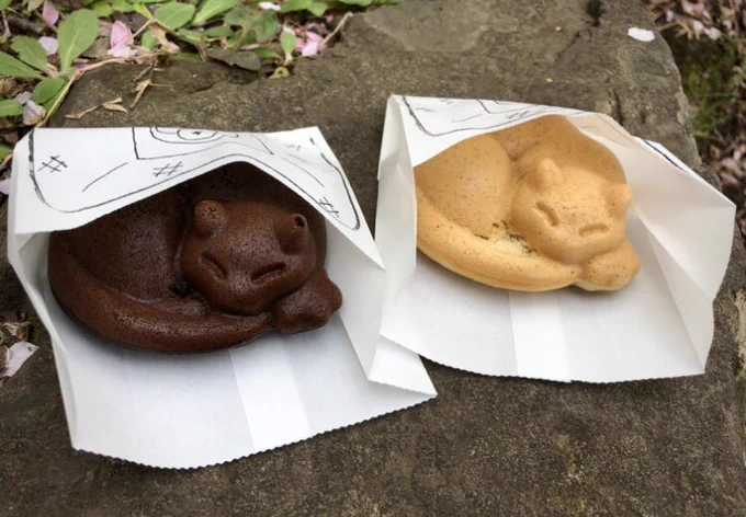 吉祥寺井の頭公園七井橋とヒョウタン橋の桜。満開は少し過ぎてしまいました。オヤツに園内にあるブルースカイコーヒーのねこドーナツ、袋がコタツになってて寝姿がかわいい。素朴なお味で美味しかったです。 