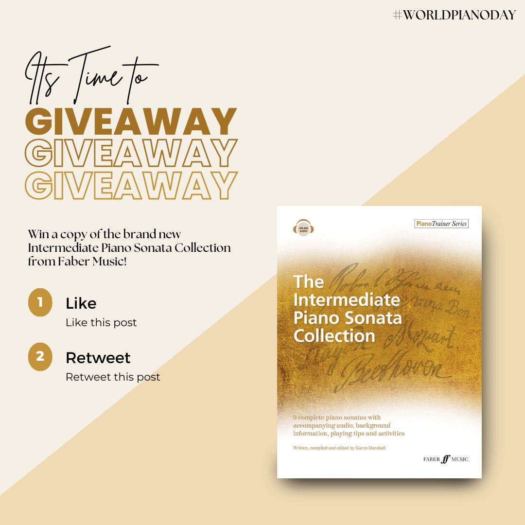 pianistmagazine's tweet image. We're celebrating World Piano Day by giving THREE of you the chance to win a copy of @FaberMusic's new book, The Intermediate Piano Sonata Collection! All you need to do is:
✔ Like &amp;amp; RT this tweet
✔ Follow us

You've got until 11.59pm GMT tonight. Good luck!
(WGP T&amp;amp;Cs apply)