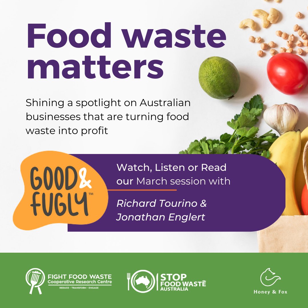EndFoodWasteAus's tweet photo. Out now! This month, the Fight Food Waste Hub spoke to food box delivery start-up & #AustralianFoodPact Signatories Good & Fugly.
They chat food waste matters & building their purpose-driven business.
It's available to listen, watch or read on demand: https://t.co/BMaZtXgYXr https://t.co/gpSyV90Bnf
