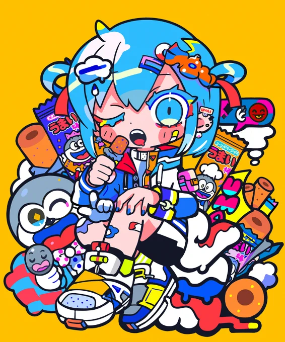 うまい棒×クリエイターのコラボにてイラストを描かせていただいております。「コラボールガチャ」でコラボイラストグッズが当たるので是非寺田の開催時期は 2023.4月14日(金) 9:00～2023.4月26日(水) 23:59までとなっております 