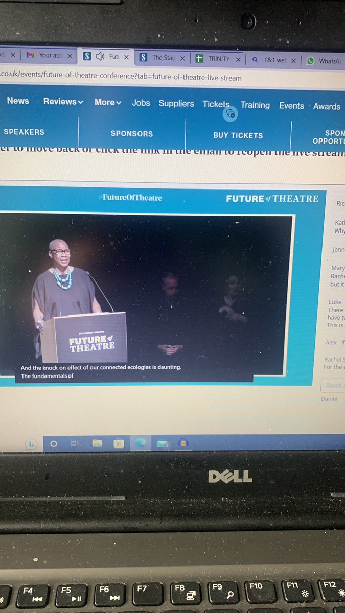 Great to be @TheStage #futureoftheatre conference and very interesting to hear @HENLEYDARREN @smithalistair  Josette Bushell-Mingo but sad to see access and inclusivity hasn’t been considered for those online. As the signers can’t be seen. #bsl #deafawareness
