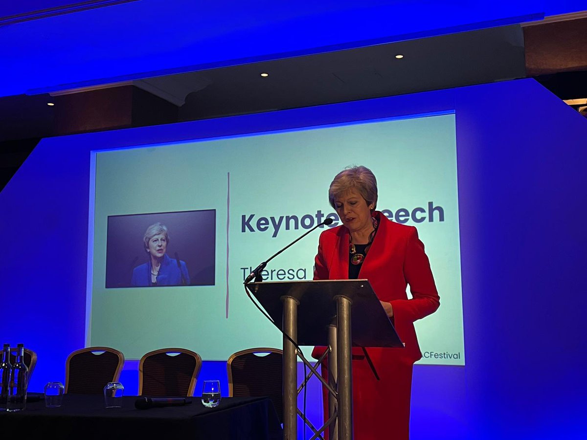 CommissionerDA's tweet photo. Theresa May Mp opens by welcoming the focus of the conference on good practice shaped by the voices of survivors. #DACFestival https://t.co/vqZx5HgCZc
