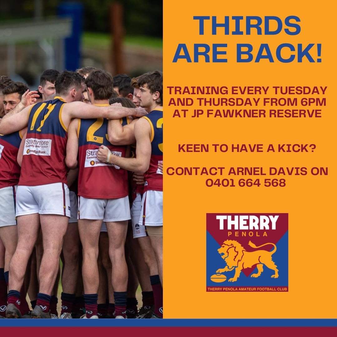 We can’t wait to have the Thirds back! With a little over two weeks until Round 1 now is the time to get to training! <a href="/VAFA_HQ/">VAFA</a>