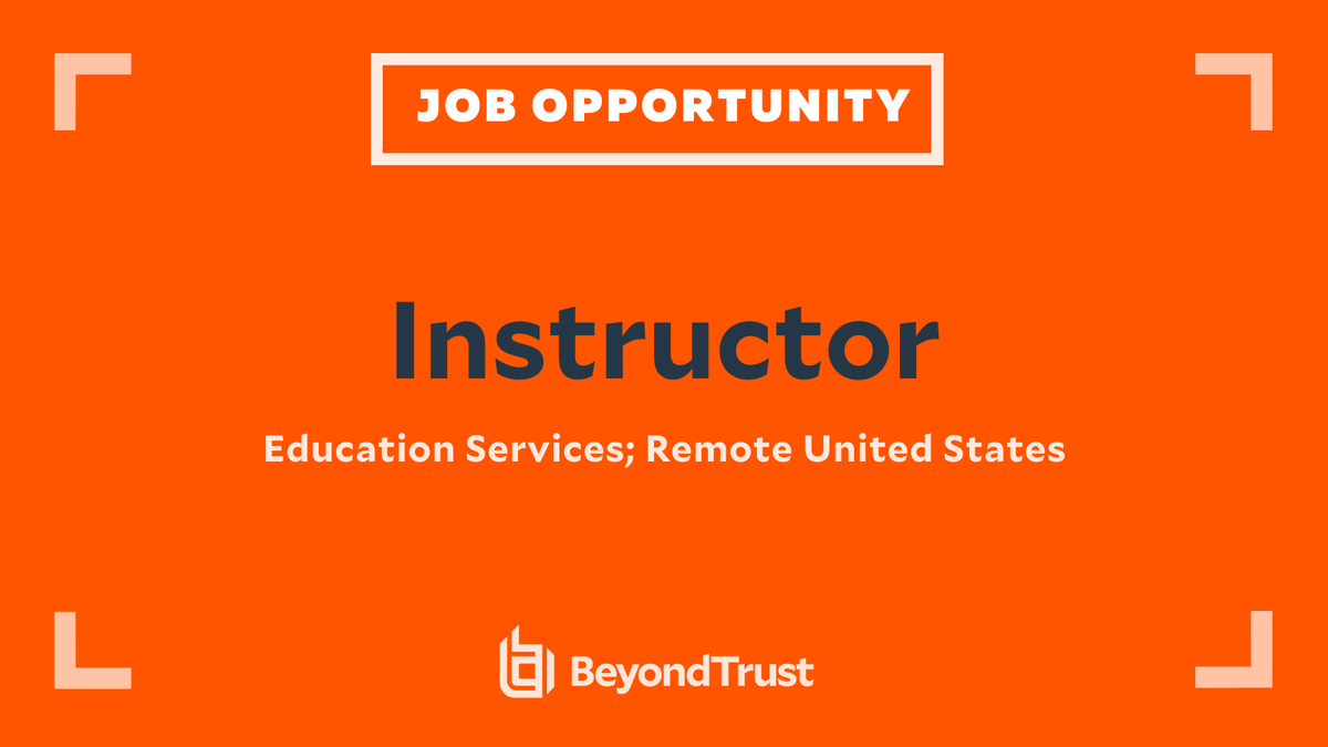 JOB OF THE WEEK: Instructor, based remotely in the United States. We're looking for an Instructor who works to transform BeyondTrust customers into product experts and advocates.

Sound like a good fit? Apply today:
lnkd.in/dK32mYfu

#JoboftheWeek #Cybersecurity #TechJobs