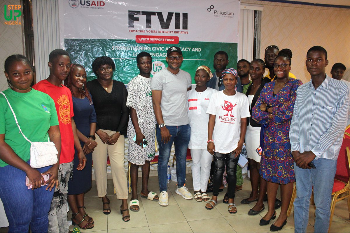 Step_Up_Nigeria's tweet photo. Special thanks to our partners @USAIDNigeria, @NigeriaScale &amp; @PalladiumImpact for your support throughout the First-Time Voters Integrity Initiative project, your presence at the Storytelling Bootcamp meant a lot to us 🙏.
#NigeriaSCALE #FTVII #Wednesday #grateful https://t.co/pVcD2JQcAp