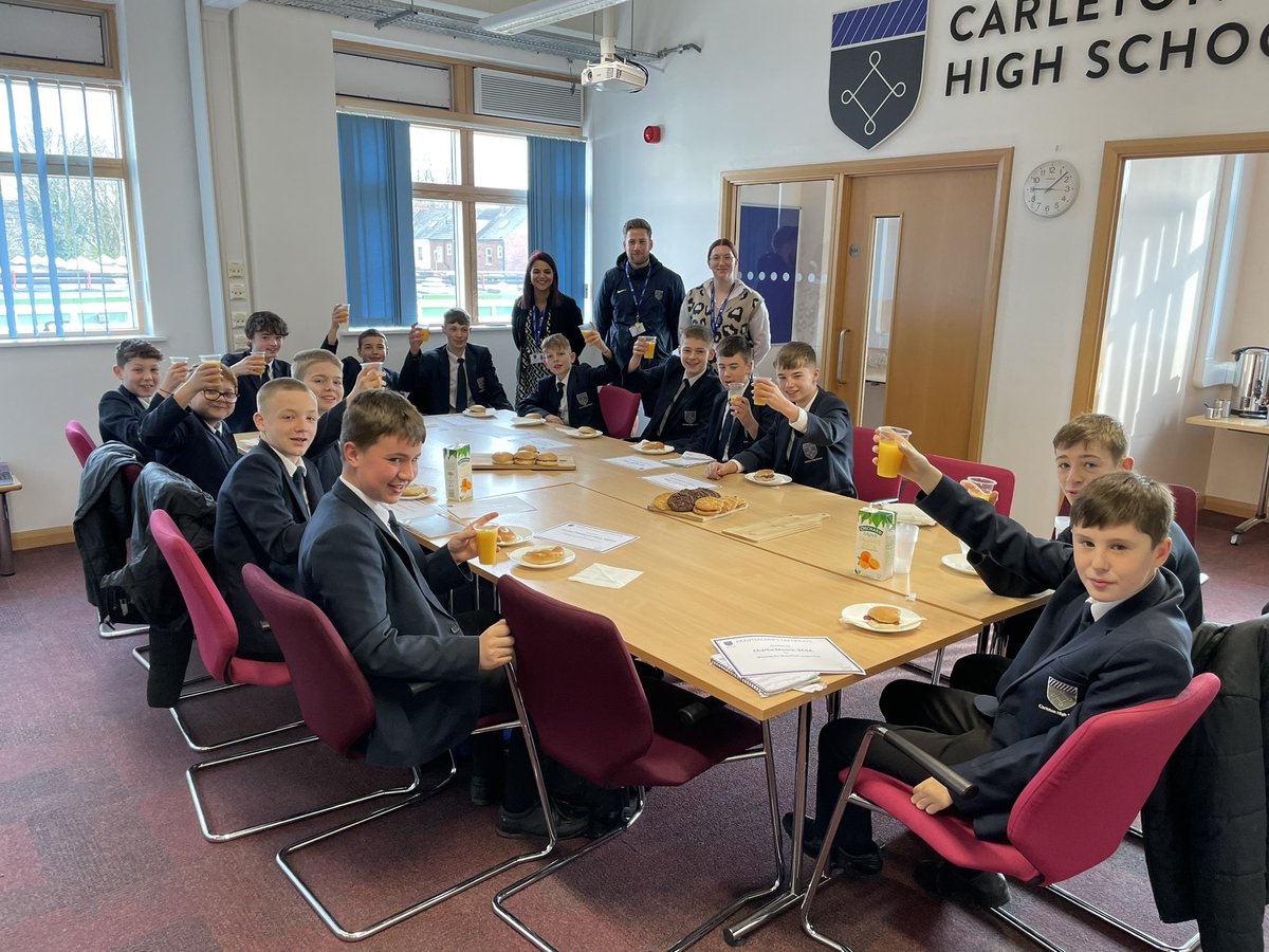 PATCarletonHigh's tweet photo. Celebration breakfast! 💫
Mrs Shariff hosted a special breakfast for our Year 8 Wakefield League Cup winners!
Well done team - we are super proud of your achievement!
#celebrations #cupwinners #ProudtobeCarleton https://t.co/29AQgXITXQ