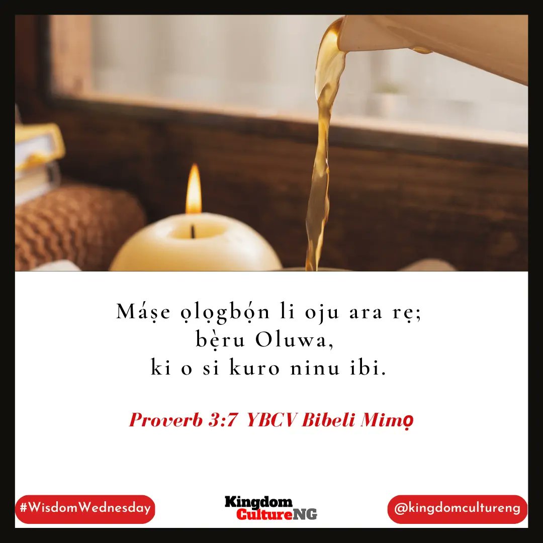 kcultureng's tweet image. Some Wisdom from the word of God this Wednesday.
See if you can read the Bible in some Nigerian Languages.
.
A PSALM A DAY!
.
#kingdomculture
#loverofGod
#wisdomfromproverbs
#purposedriven
#yorubabible
#hausabible
#igbobible