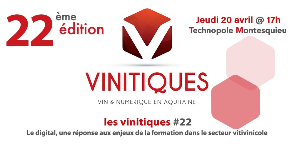 📢La 22ème édition des Vinitiques, approche à grands pas !

La thématique : Le digital, une réponse aux enjeux de la formation dans le secteur vitivinicole 🍷

📆 RDV le jeudi 20 avril à 17h à la Technopole Bordeaux Montesquieu

Infos et inscriptions 👉 bit.ly/3LWOcNJ