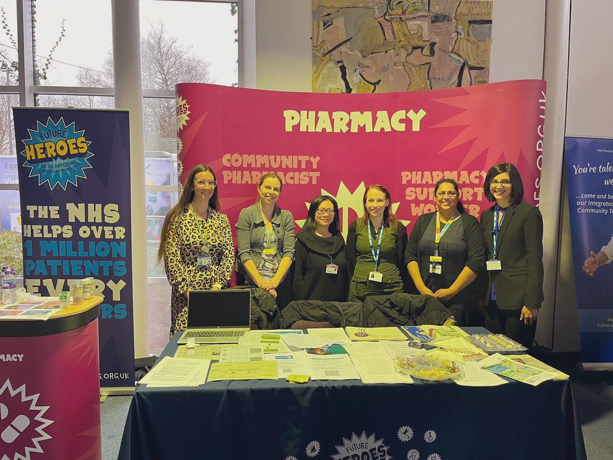 Our pharmacy E&amp;T team members, Rachel and Chloe, were at the future heroes event today in Hatfield with our colleagues from the ICB, PAH and West Herts. Inspiring teenagers to follow health careers! #hweicb #pharmacy #careers #healthcare
