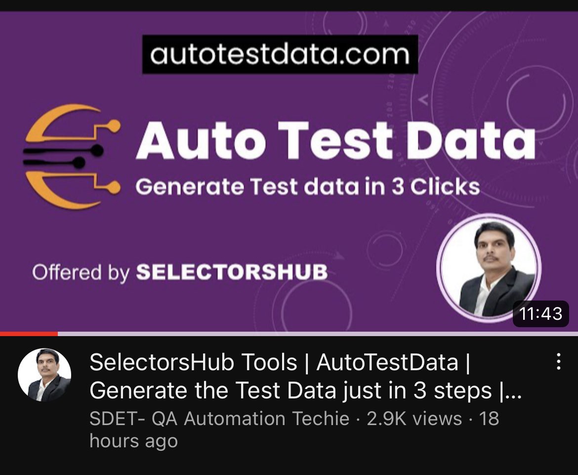 autotestdata's tweet image. Thank you Pavan for creating the tutorial about AutoTestData.
youtu.be/-xXkYu3e3Pc
#autotestdata #freetool #softwaretesting #timesaver