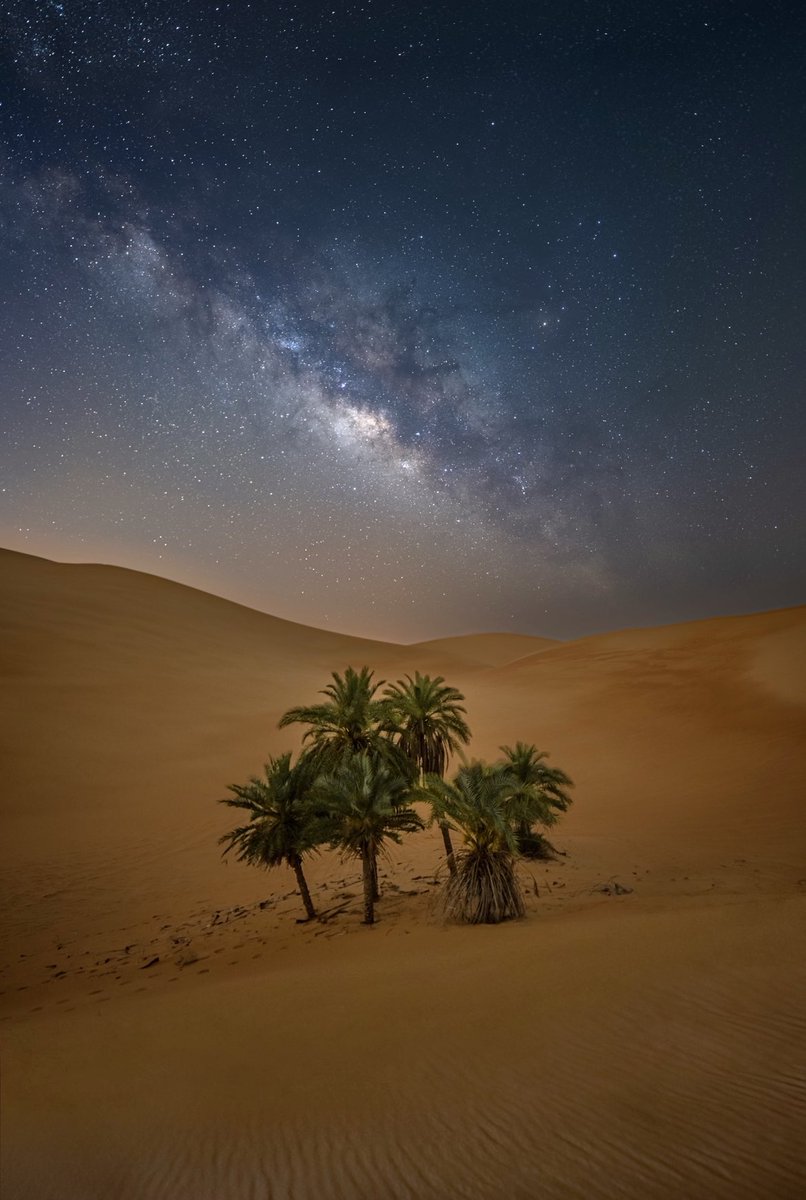 A wonderful night in the darkest corners of the UAE desert. Getting there was a 2.5 hour adventure, going through mountains of dunes to finally find these beautiful palms Oasis hidden under a sky filled with stars 😄
With <a href="/SubodhShettyyy/">SubodhShetty</a>