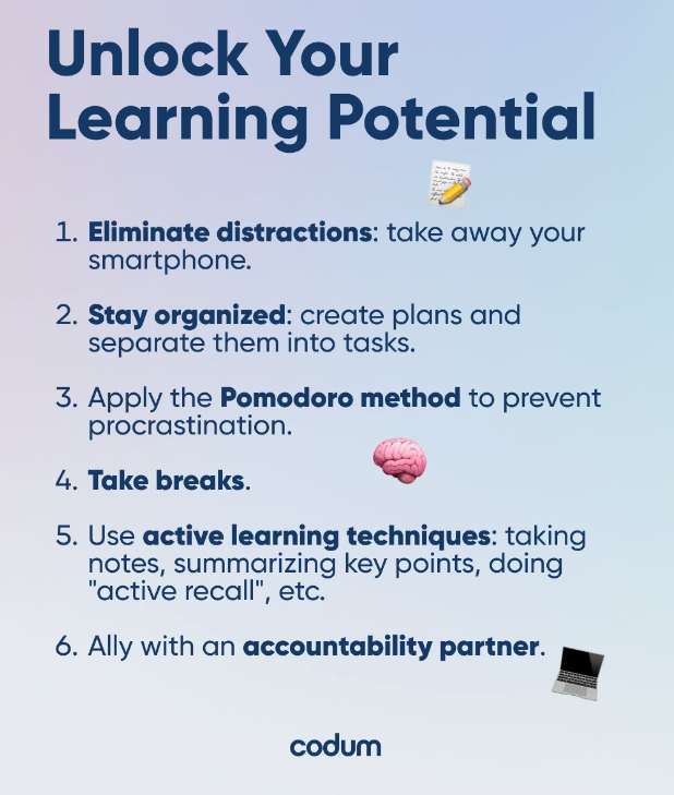 codum_cc's tweet image. Learning is a journey, not a destination. 🚶‍♂️📚 But with these tips, you can make the most of every step.