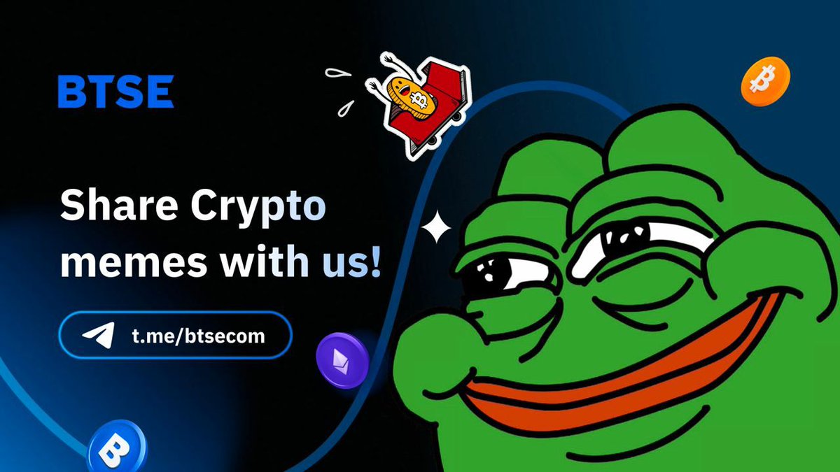 BTSE_Official's tweet photo. Share #crypto memes to win $150 in #BTSE tokens!💰

1⃣ RT, Like &amp; Tag 3 friends 

2⃣ Join BTSE Telegram https://t.co/IYZLrGSsrS

3️⃣ Share any crypto (or blockchain) memes with hashtag #BTSEmeme in our Telegram

15 winners will be announced after 4/5 https://t.co/fMZKtfK4iz