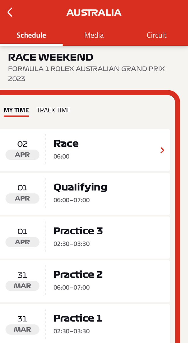 The UK times for <a href="/F1/">Formula 1</a> this weekend. #AustralianGP