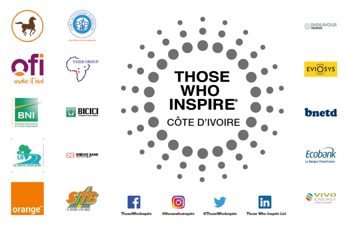 ThoseWhoInspire's tweet photo. We'd like to thank all our partners that made Those Who Inspire Côte d'Ivoire a reality!
#thosewhoinspire #inspiration #coteivoire 
#ABI #BNETD #PAA #LaRouteAfricaine #YeshiGroup #Orange #BNI #SMB #VivoEnergy #OFI #EcoBank #BridgeBank #EviosysPackaging #BICICI #EndeavourMining https://t.co/U7LDckjBuM