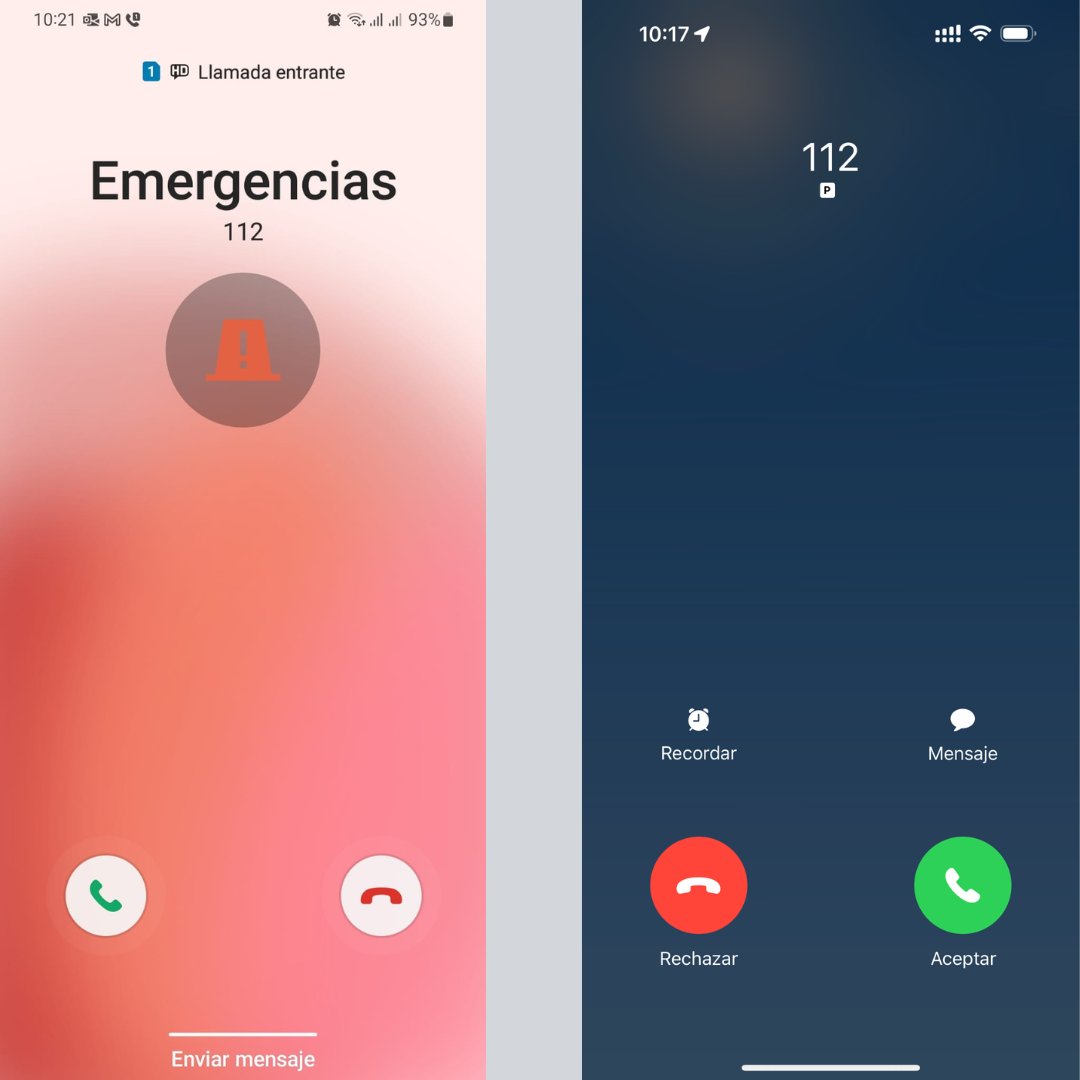 🔴 Desde hoy, nuestras llamadas salientes 📲 para la gestión de emergencias estarán identificadas en el teléfono que las recibe como 112. (Hasta hoy, aparecía un número largo).

En la imagen, cómo se ve en un teléfono Android (izquierda) y en un iPhone (derecha).