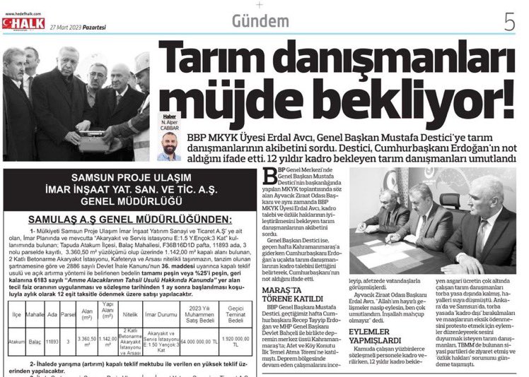 Cumhur ittifakının Saygı Değer Genel Başkanları  <a href="/RTErdogan/">Recep Tayyip Erdoğan</a> <a href="/Mustafa_Destici/">Mustafa Destici</a> Bu mübarek günde bir araya geldiğinizde 800 Tarım Danışmanı evlatlarınızı boynunu bükük bırakmayacağınızı biliyoruz. TARIM DANIŞMANLARI DEVLET GÜVENCESİ İSTİYOR #devletgüvencesi <a href="/bbpgenelmerkez/">BÜYÜK BİRLİK PARTİSİ</a>  96