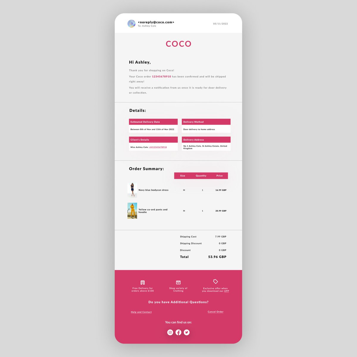sofierisi's tweet photo. Day 17 of my 100 days #DailyUI Challenge
"Email Receipt"
Designed with #figma

#UIDesign #UXDesign #UIUX #DesignChallenge
#DailyUI #100DaysOfUI #TwitterDesign
#emailreceipt #tech9ja #womenintech 
#UserInterface #UserExperience
#DesignInspiration #uiux  #receipt
#adobexd https://t.co/gHNUY4rvgn