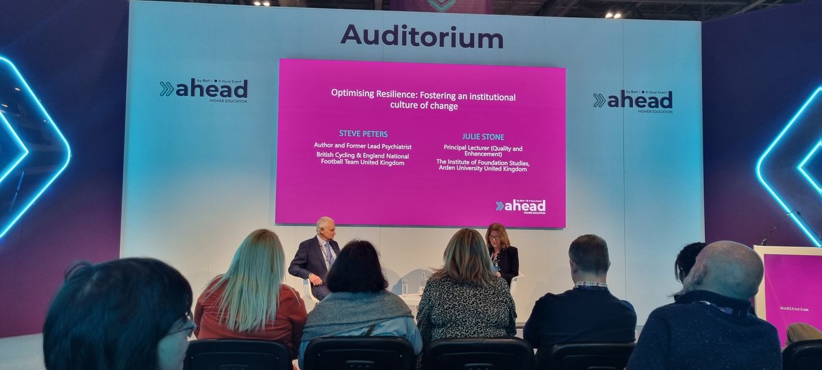 sanscal's tweet photo. First talk of the day 'Optimising resilence: Fostering an institutional culture of change @AheadbyBett 2023. https://t.co/fiBwpM81wG