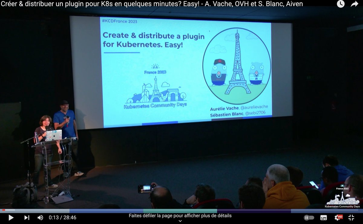 aurelievache's tweet photo. Le Replay du talk "Créer & distribuer un plugin pour K8s en quelques minutes? Easy!" présenté avec @sebi2706 à @KubeDaysFrance est disponible !😱
https://t.co/W8oRBRN7PW
J'espère que le talk, en binôme spécial pour #KCDFrance, plairas à celles et ceux qui le verront en replay🤞 https://t.co/XmDhvawcGQ