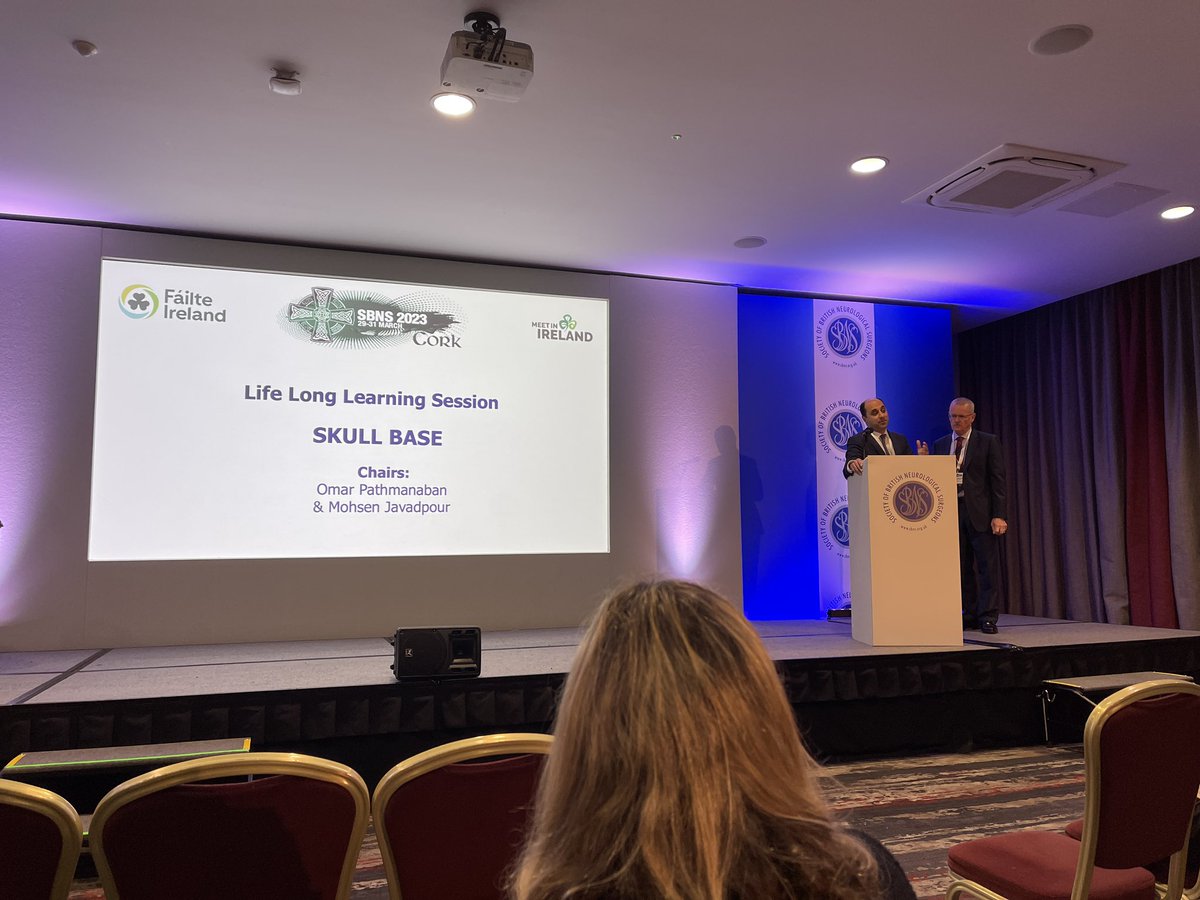 ukneurosurgeon's tweet photo. #SBNSCork2023 kicks off in Cork with intro by Host rep Mohsen Javadpour - Life long learning session with #MichaelMcDermott World class Meningioma surgeon @The_SBNS #cavernoussinus #meningioma https://t.co/aoUhvYdI96
