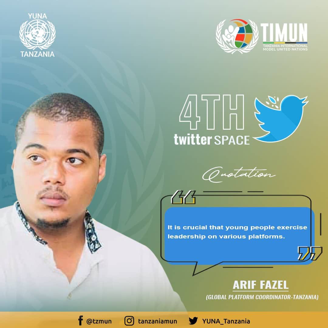 YUNA_Tanzania's tweet photo. Here are few highlights from Mr. Arif Fazel, Global Platform Coordinator Tanzania on our previous twitter space on “ Youth roles in leadership and promoting peace”

#yunatz #timun23 #leadership#tanzania https://t.co/XMveiJQI2P