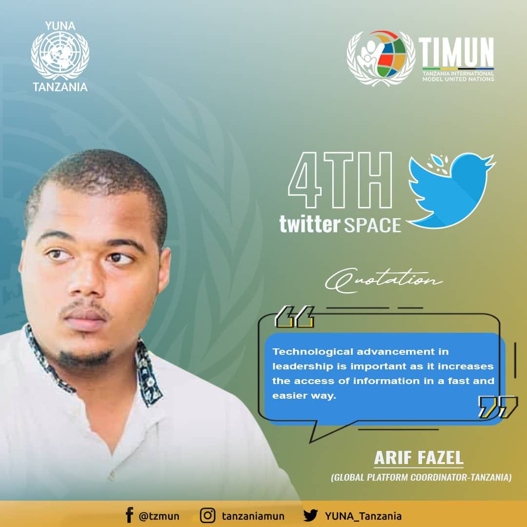YUNA_Tanzania's tweet photo. Here are few highlights from Mr. Arif Fazel, Global Platform Coordinator Tanzania on our previous twitter space on “ Youth roles in leadership and promoting peace”

#yunatz #timun23 #leadership#tanzania https://t.co/XMveiJQI2P
