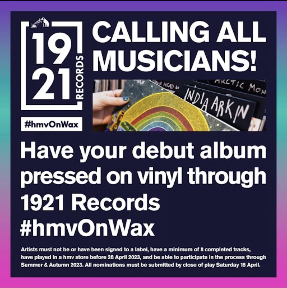 Calling all artists the search is on for next artists on 1921 Records 

#hmvOnWax #hmvLiveandLocal #hmv1921records #oxfordmusicscene #oxfordmusic