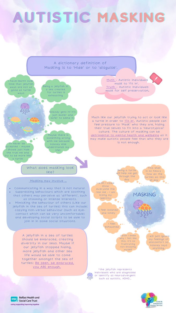 Autistic people often mask to 'fit in'

They can feel pressure to ‘mask’ who they are, hiding their true selves to fit into a ‘neurotypical’ culture. 

#AutismAcceptanceWeek