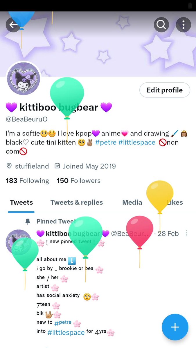 BeaBeuruO's tweet image. Yayayayaya got BALLOONS..happy bday to meee  !!💜💜💜🎊🎉🎉🎉 finally 8teen xdd  (big age) I&apos;ll have to change my pin tweet age today too ! ^.^ buh I hope today goes well ! ♡♡♡
#sfwtwt #littlespace #petspace #petretwt #safespace