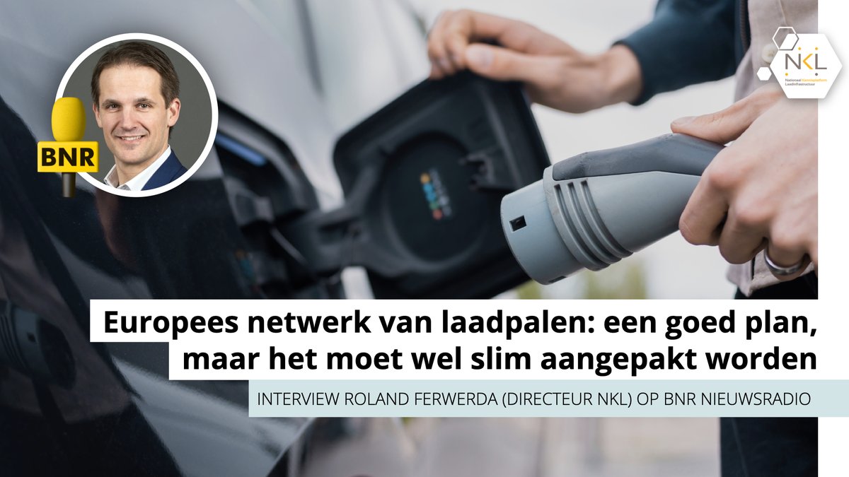 Het Europees Parlement wil dat er langs Europese snelwegen in 2030 elke 60 kilometer een laadpaal staat. <a href="/RolandFerwerda/">Roland F</a> (Directeur NKL) was te gast bij <a href="/BNR/">BNR Nieuwsradio</a> Nieuwsradio om hierover te praten. Beluister het interview: bnr.nl/nieuws/mobilit…