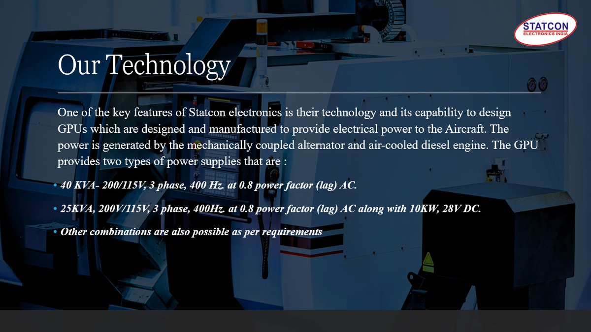 statcon's tweet image. Behind every successful flight, there&apos;s a powerful Ground Power Unit (GPU) at work. GPUs provide reliable electrical power to aircraft during ground operations, ensuring critical systems are up and running.
#GroundPowerUnit  #AviationTechnology  
 #StatconElectronics