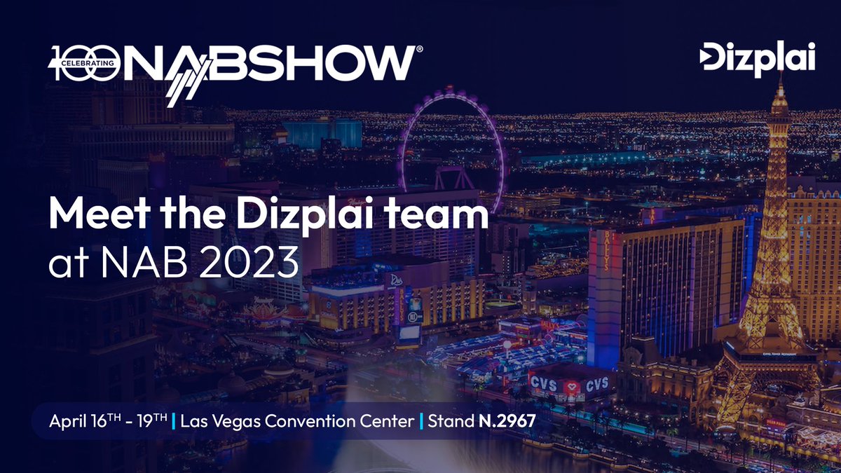 The countdown to Vegas is ON and 
@edabis1977 <a href="/petercassidy_/">Peter Cassidy</a> and Eleanor will be there to talk end-to-end audience engagement for news, sports and entertainment that delivers reach, retention and revenue. Book a meeting now 
dizplai.com/meet-us-at-nab/