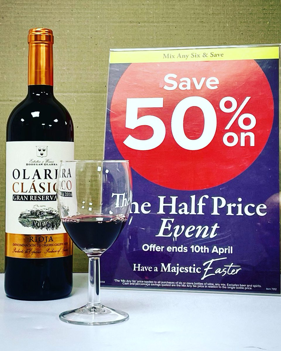 On the #tastingcounter and in the 50% #winepromo when you #mixanysixandsave Olarra Clásico a bright, fruit driven #riojagranreserva Let’s #seeyouinstore #majesticwine #godalming or email or #shoplocal online for #winedelivery 
.
.
#winepromotion #rioja #riojawine #redwine