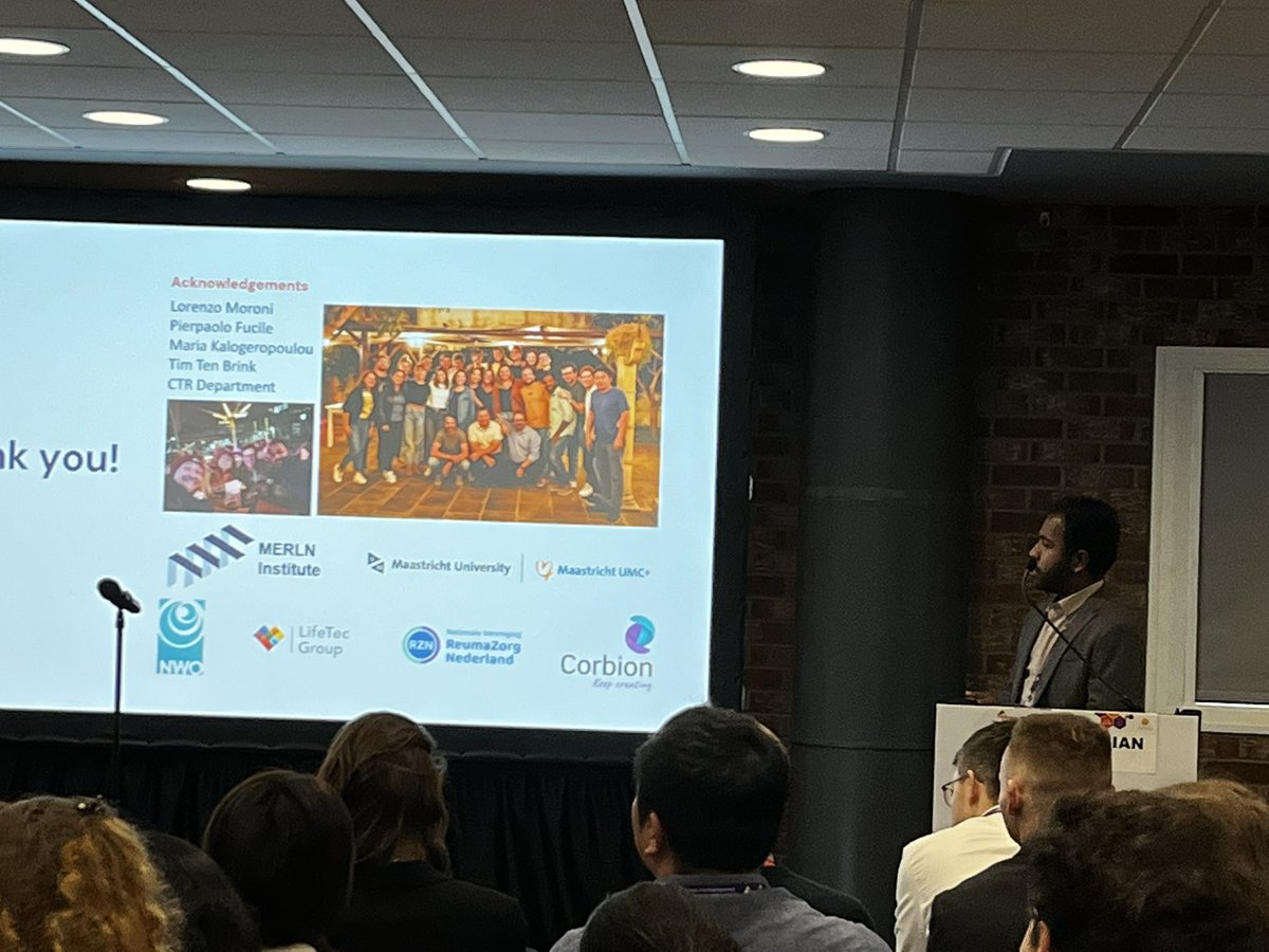 MoroniGroup's tweet photo. Fantastic job @VivekCherian1 introducing our work #robitic #printing #scaffolds #regenerativemedicine @MERLN_UM @TermisEU2023 next frontier #bioprinting @SyisEu @EuTermis #innovation #science https://t.co/j6m9bqBMfA