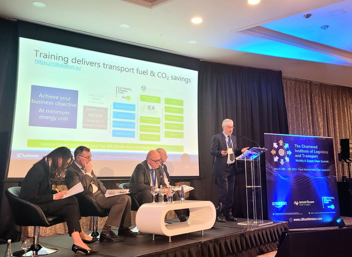 CILTIRL's tweet photo. Delighted to hear from @conormolloy regarding the challenges of Carbon Footprint Reduction and Sustainability. #ciltirl #ciltsummit #logisticsweek https://t.co/4kjvtmWj9N