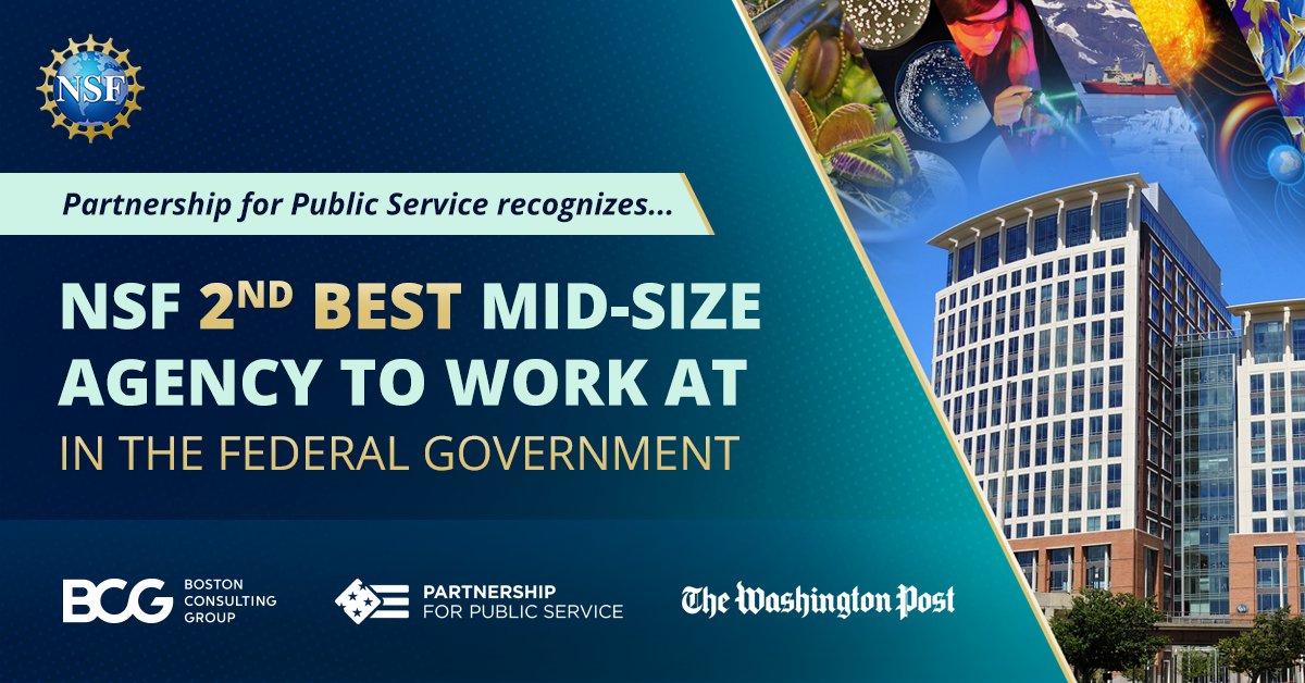 🎉We're honored to be named the 2nd best place to work in the federal government! 

Every single one of our staff is doing incredible and vital work that advance the frontiers of the scientific enterprise of this nation. bit.ly/3ze8Xg7 via @washingtonpost 

#FedBPTW