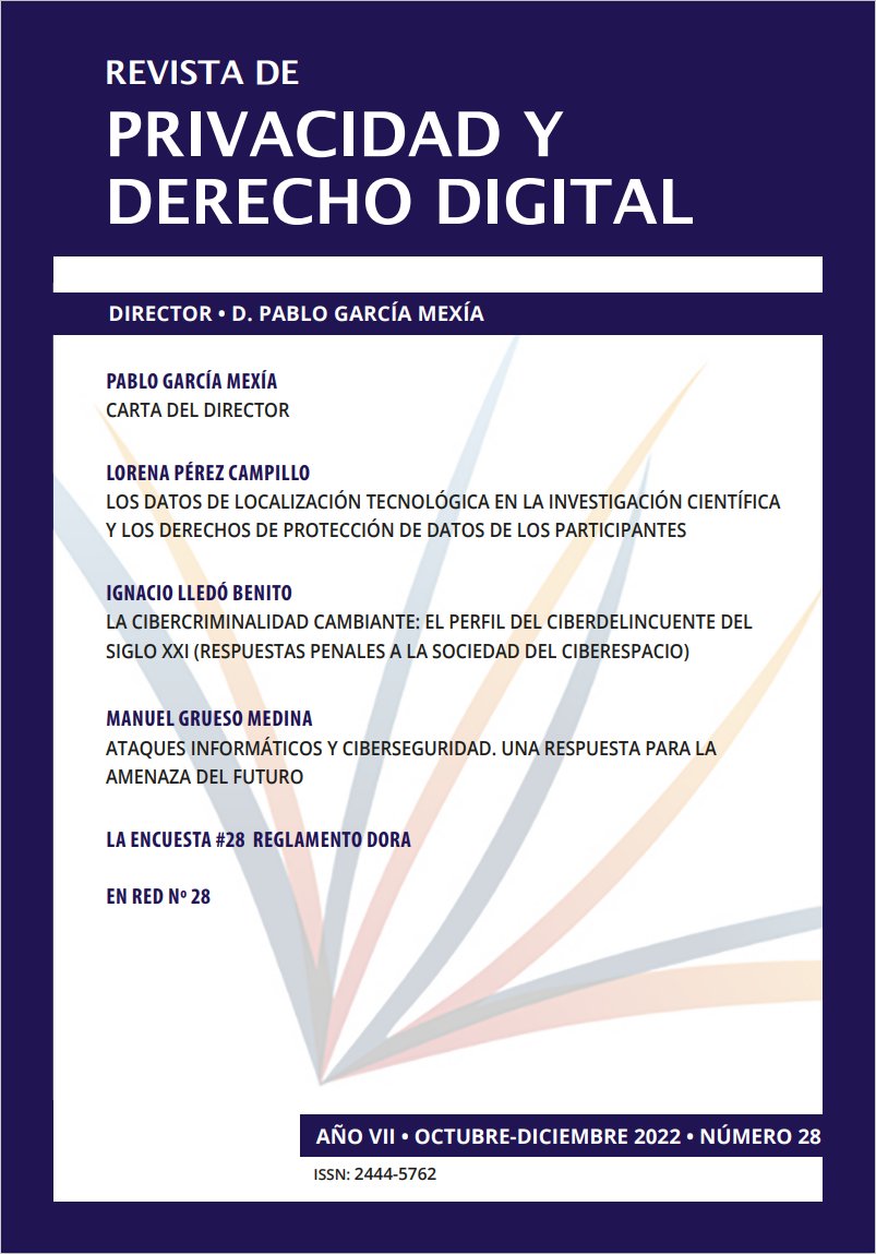 En el nº28 <a href="/nacholledobenit/">Nacho Lledó</a> con "La ciberseguridad cambiante: el perfil del ciberdelincuente del siglo XXI (respuestas penales a la sociedad del ciberespacio)". Te interesará!
Puedes encontrarlo en👉 lnkd.in/dKsyV6i3
#RDU #ciberespacio #ciberseguridad #penal