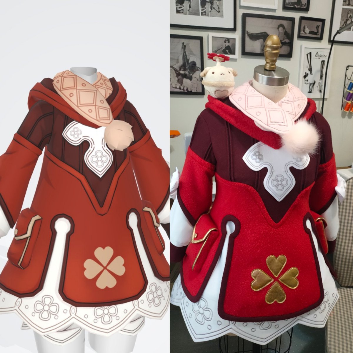 My Klee coat I made side by side! 
#Klee #kleegenshin #genshincraft #HoYocreators #GenshinImpact