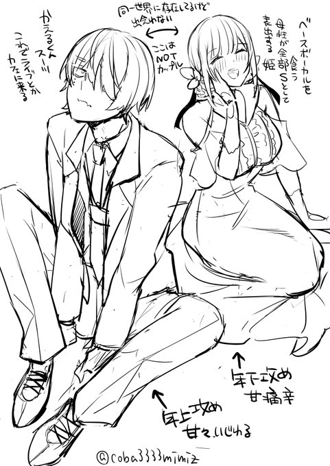 別カップルで作品も違うけど世界が一緒という設定。
あっちのモブがこっちで主役って感じなんだけど、性癖が違いすぎるので読むときは気を付けて欲しい…
姫は物腰上品丁寧口調だけどゴミとかちんぽって言ってくる。 