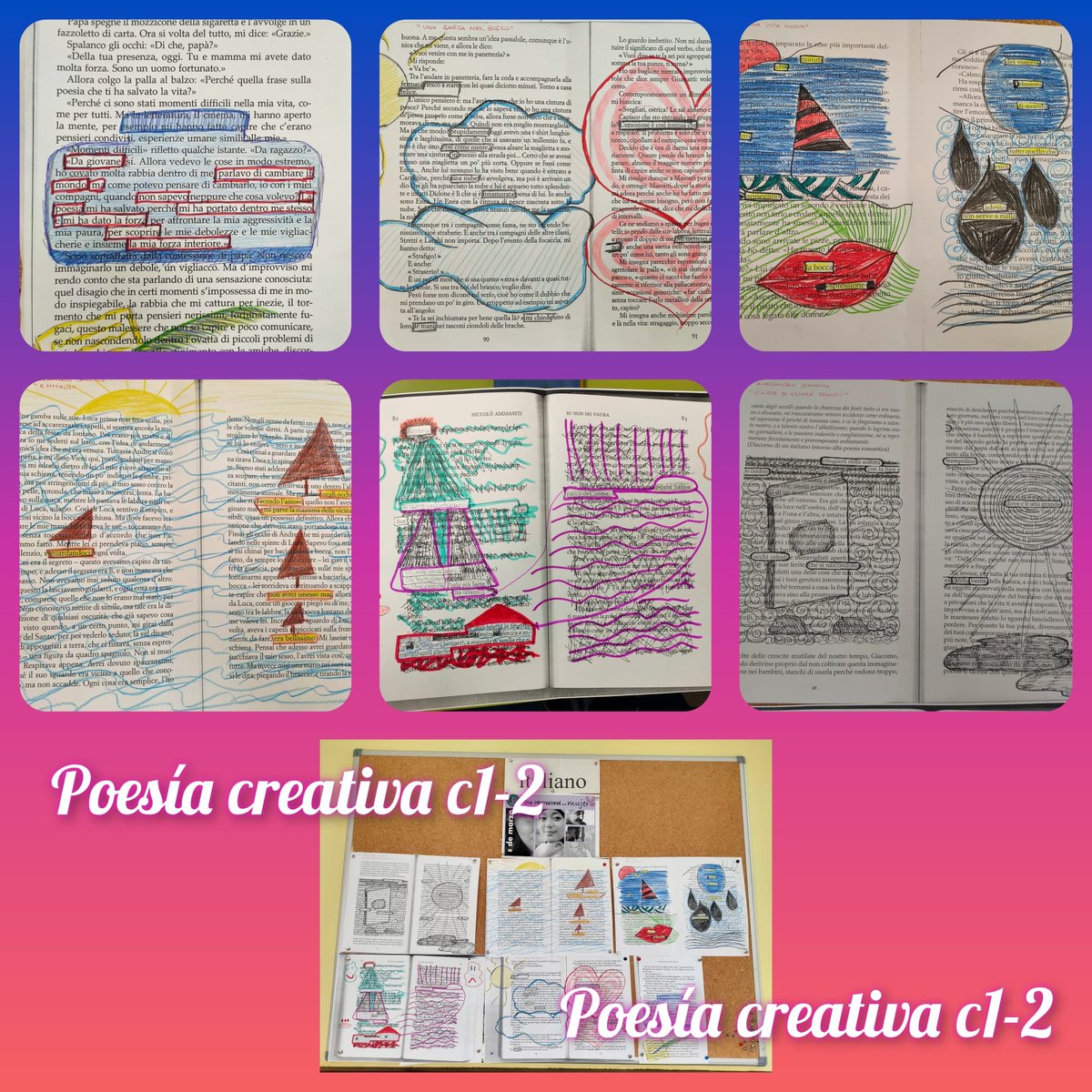 Gli alunni del C1 hanno fatto un bel.lavoro di scrittura creativa con la tecnica del caviardage. Ci piace moltissimo!!! Bravissimi 🇮🇹
