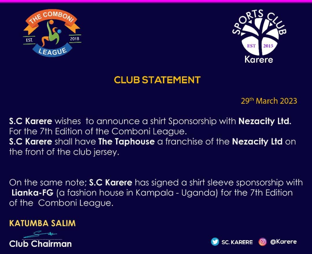 FcVenoms's tweet photo. Breaking News!
We are glad to announce a double sponsorship From #TheTapHoose a franchise of #NezaCityLtd (@arthurmunyaneza ) Official jersey sponsor. And
@LiankaFg #Fashions (@owasimire) is our official sleeve sponsor for the @TheComboni League edition 7
#ScKareere π₯ https://t.co/RBrI9vaTbv